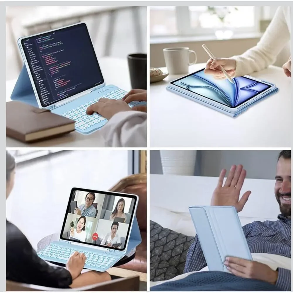 iPad Pro 12.9 Case with Keyboard (5/6th Gen) & iPad Air 13 inch Blue